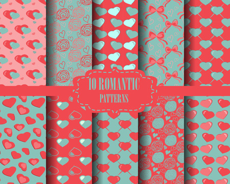 set of Heart patterns, for valentines day, Pattern Swatches, vector, Endless texture can be used for wallpaper, pattern fills, web page,background,surfaceのイラスト素材
