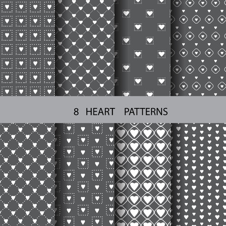 heart vector patterns set. Endless texture can be used for wallpaper, pattern fills, web page background,surface textureのイラスト素材