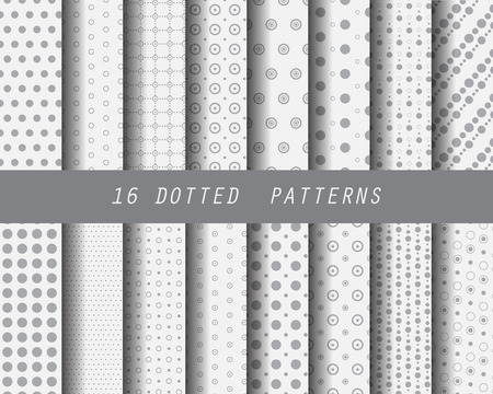 16 dotted patterns, Pattern Swatches, vector, Endless texture can be used for wallpaper, pattern fills, web page,background,surfaceのイラスト素材