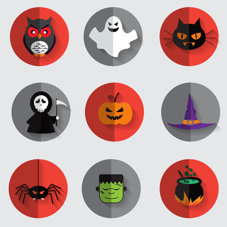 halloween flat icon set, vectorのイラスト素材