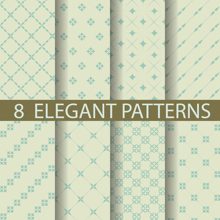 8 different classic blue and white patterns. Endless texture can be used for wallpaper, pattern fills, web page background,surface textures.のイラスト素材