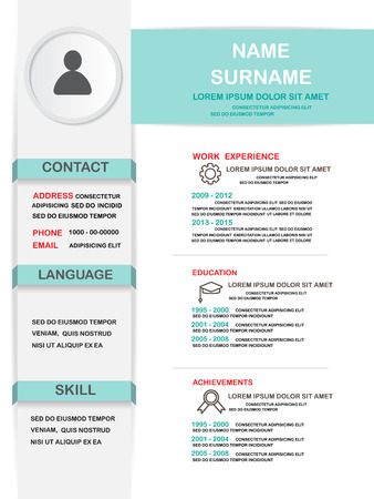 resume (cv) template infographics background and element,  Can be used for personal statistic , human resource data, job interview, web design, info chart. vector illustrationのイラスト素材