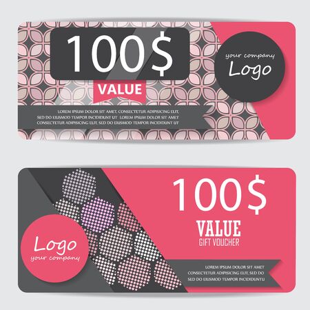 gift voucher certificate coupon template, cute and modern style design for girl and woman. can be use for business shopping card, customer sale and promotion, layout, banner, web design. vectorのイラスト素材