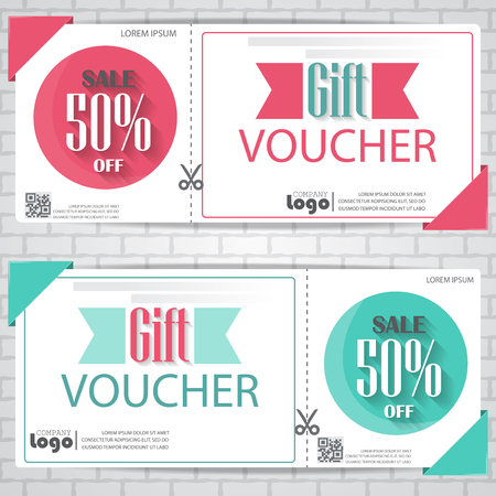gift voucher certificate coupon template, cute and modern style. can be use for business shopping card, customer sale and promotion, layout, banner, web design. vector illustrationのイラスト素材