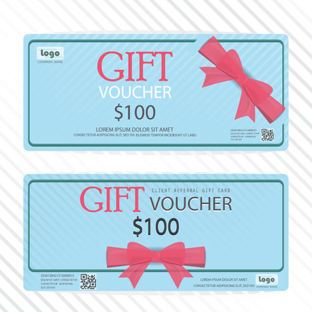 gift voucher certificate coupon template, cute design. can be use for business shopping card, customer sale and promotion, layout, banner, web design. vector illustrationのイラスト素材