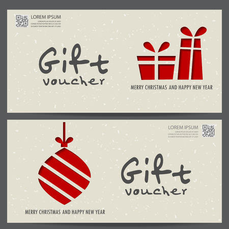 christmas and new year gift voucher certificate coupon template. can be use for business shopping card, customer sale and promotion, layout, banner, web design. vector  illustrationのイラスト素材