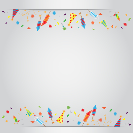 confetti and firework background, can be use for celebration, new year, birthday, christmas greeting card.  also design for web page, business banner, vector illustrationのイラスト素材