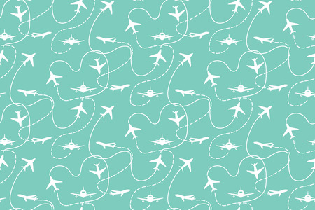 travel around the world airplane routes seamless patternのイラスト素材