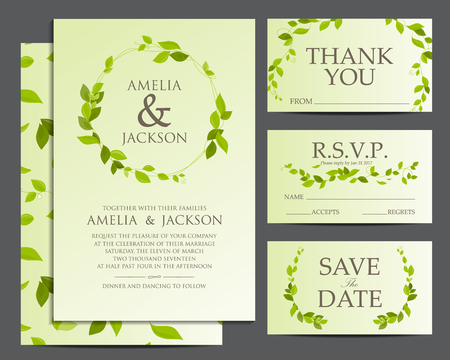 natural design wedding card, rustic style, spring season celebration invitation. background vector illustrationのイラスト素材