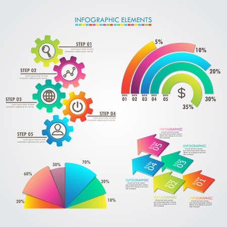 colorful infographic element, Template for brochure, business, web design. vector illustrationのイラスト素材