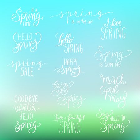 Spring lettering Calligraphy postcard or poster graphic design typography element. Hand written style.のイラスト素材