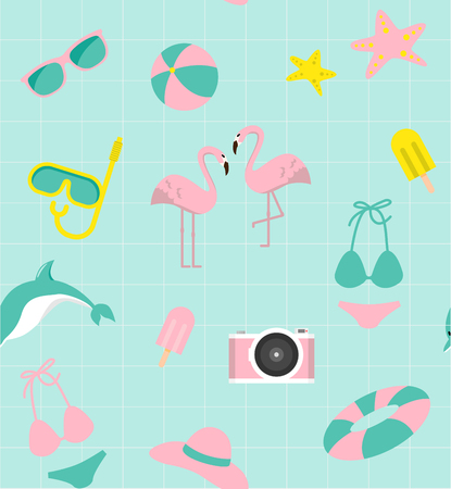 Summer time background design with pool blue water and people playing ball. can be use for poster, background template. Vector illustrationのイラスト素材