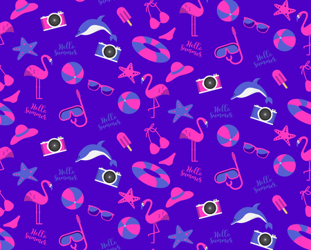 summer time seamless pattern background neon color design. can be use for pattern fill wallpaper,...