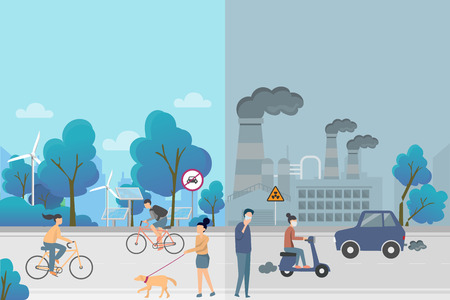 Environment, ecology infographic elements. risks and pollution, ecosystem. Can be used for...