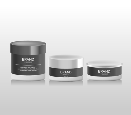 Realistic white cosmetic cream container and tube for cream, ointment, toothpaste, lotion . Vectorのイラスト素材