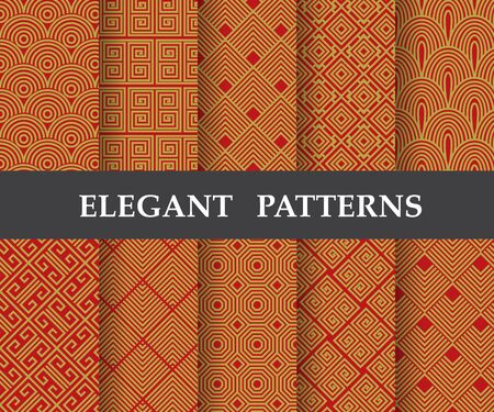 10 different elegant classic patterns. Endless and seamless texture can be used for wallpaper, pattern fills, web page background, surface textures, tile, greeting card, scrapbook, backdropのイラスト素材