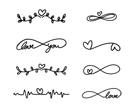 Set of hand drawn calligraphic design elements. Vector illustration.のイラスト素材