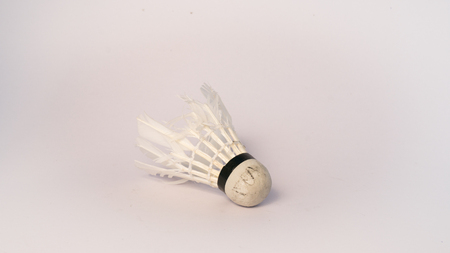 used badminton shuttlecock with isolated on whiteの写真素材