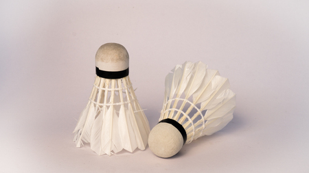badminton shuttlecock with isolated on whiteの写真素材