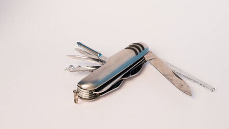 utility tool knife isolated on whiteの写真素材