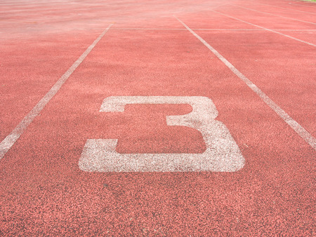 Start point of race track with number 3の写真素材