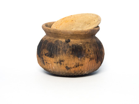 clay pot isolated on white の写真素材