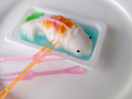 homemade coconut milk jelly fishの写真素材