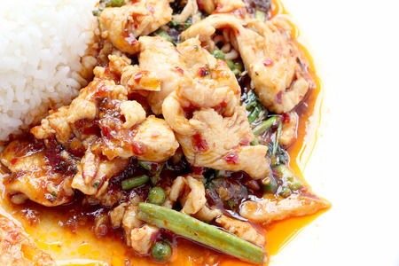 stir fried spicy chicken. Thai spicy herb foodの写真素材