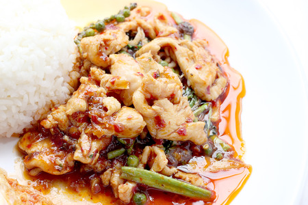 stir fried spicy chicken. Thai spicy herb foodの写真素材