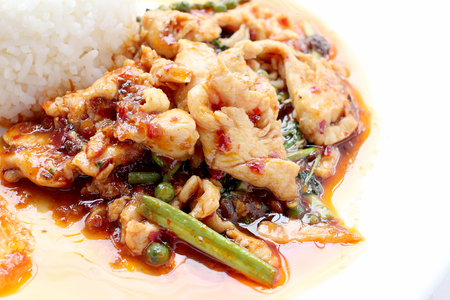 stir fried spicy chicken. Thai spicy herb foodの写真素材