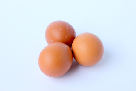 Brown eggs on whitebackgroundの写真素材