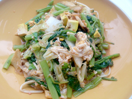 stir fried mixed vegetable and tofu in sukiyaki sauce on plate. Vegetarian Food, healthy foodの写真素材