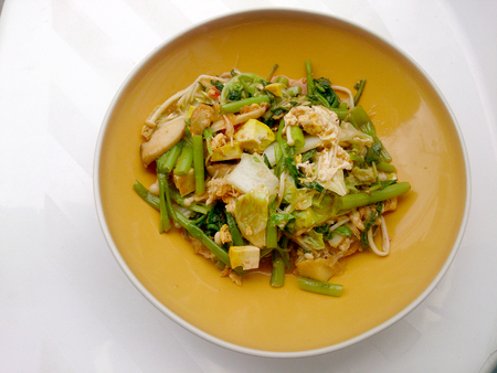 stir fried mixed vegetable and tofu in sukiyaki sauce on plate. Vegetarian Food, healthy foodの写真素材