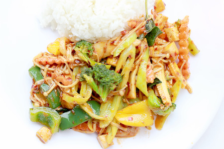 Stir Fried mixed vegetables with Roasted Chili Paste, Vegetarian Food, Healthy Food. Thai cuisine.の写真素材