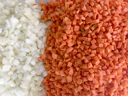 Texture of grated carrot and onion background.の写真素材
