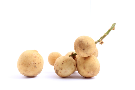 Asian fruit, Tasty Lansium parasiticum or Langsat, Longkong, Duku, Lansium parasiticum isolated on white background.の写真素材