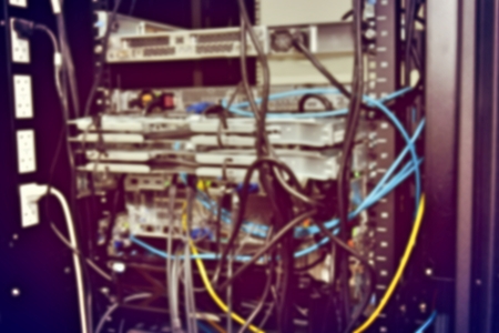 blurred image of severs computer in a rack at the large data center.の写真素材