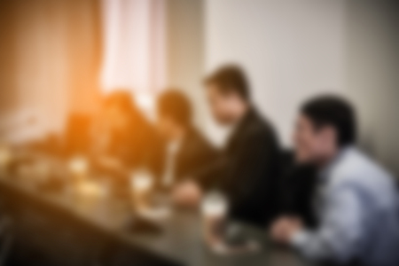 blurred image of board of Directors, education people, business team, employees, young colleagues sitting in conference room or meeting room in the office for group discussion and brainstorming.の写真素材