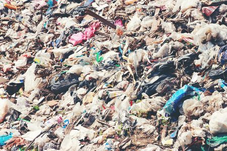 Mountain garbage, large and degraded garbage pile, Pile of stink and toxic residue, waste plastic...