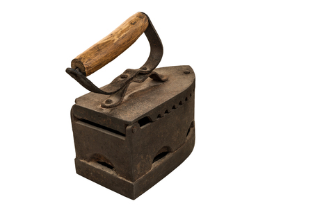 retro charcoal iron on white isolated backgroundの写真素材