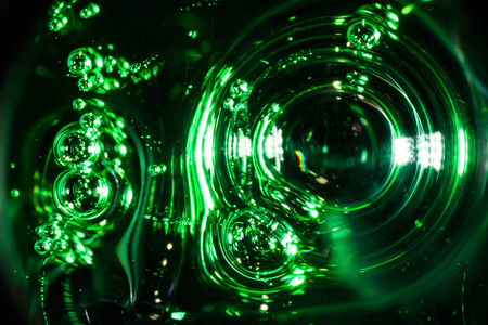 green background based on soap bubbles, art macro abstractの写真素材
