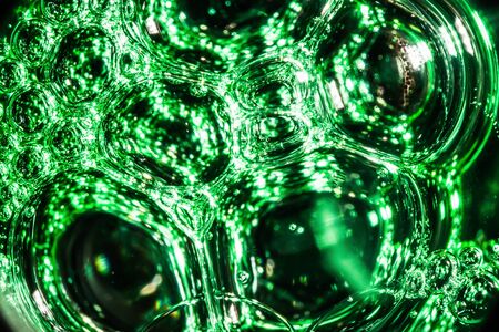 green background based on soap bubbles, art macro abstractの写真素材