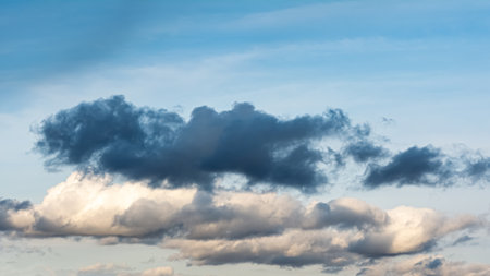 Blue sky and rainy clouds. Nature abstract background