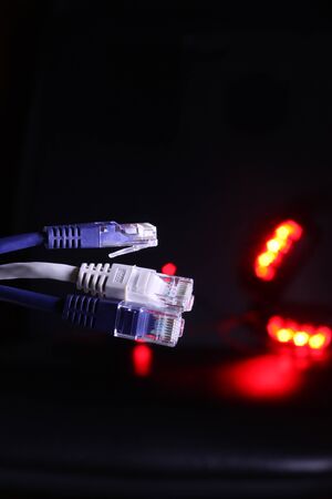 RJ-45 patching cord in dark