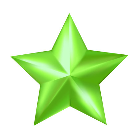 Green star icon. Realistic illustration of green star icon for web designのイラスト素材