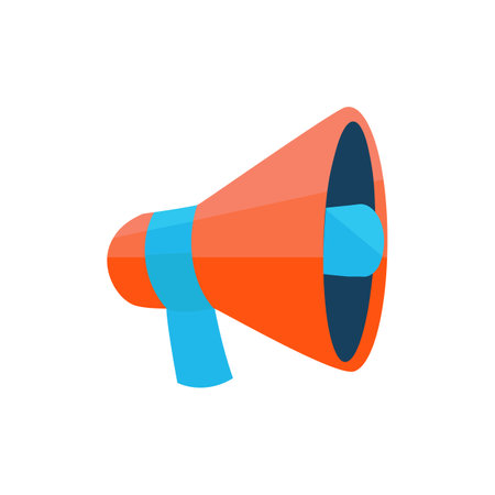 Megaphone icon in flat color style. Loudspeaker vector illustration on white isolated background. Bullhorn business concept.のイラスト素材