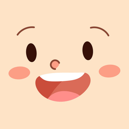 Cute cartoon face. Vector illustration of a cute emoticon.のイラスト素材