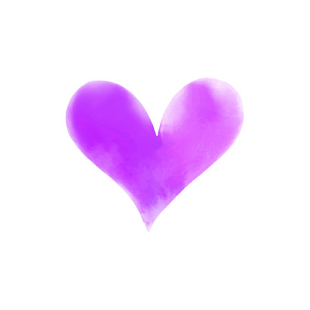 Purple watercolor heart on a white background. Vector illustration.のイラスト素材
