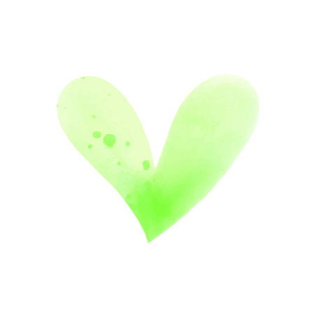 Green heart on a white background. Watercolor painting. Vector illustration.のイラスト素材