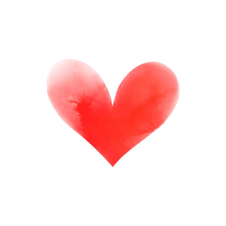 Watercolor red heart isolated on a white background. Hand-drawn illustration.のイラスト素材